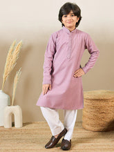 Stylish Chikankari Embroidered Purple Kurta Set for Boys