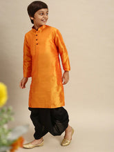 Boys Solid Black Colour Art Silk Dhoti