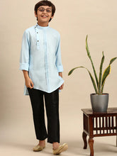 Boys Solid Black Colour Art Silk Pyjama