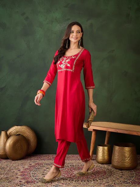 Designer Solid Stylish Kurti Set